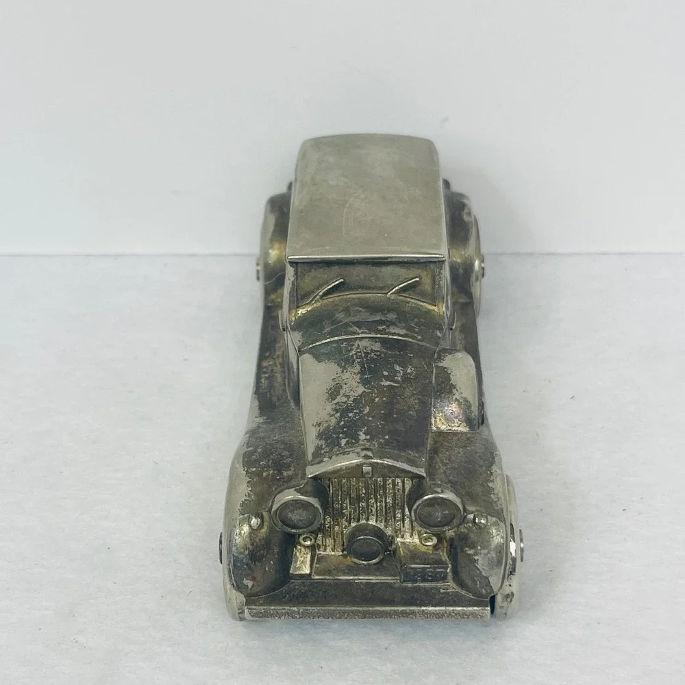Vintage 1937 Rolls Royce Phantom Metal Coin Bank Silver Tone Die Cast Car 5.5in